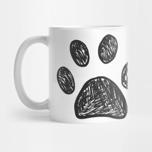 Doodle black paw print Mug